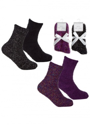 2 Pack Cosy Glitter Bed sock